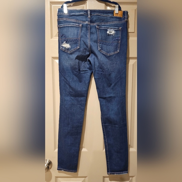 American Eagle Outfitters Ripped Dark Blue Skinny Jeans - Picture 2 of 4
